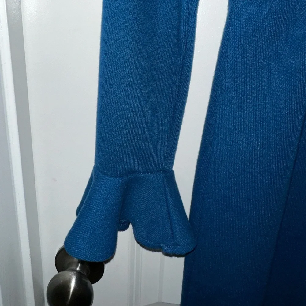 R.Vivimos Dark Teal Blue Winter Long Sleeve Sweater Dress Sz S 4/6